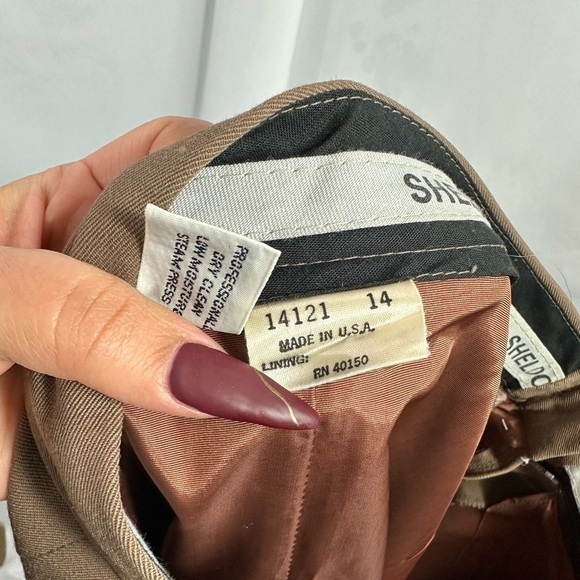 Vintage Sheldon 100% wool brown midi a-line skirt size 14 - Picture 10 of 12